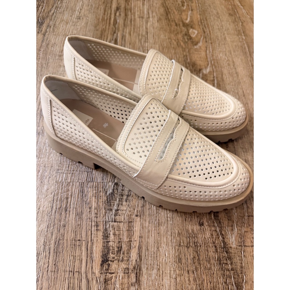 Dolce Vita Caster Perforated Lug Sole Loafers Cream Ivory Size 10